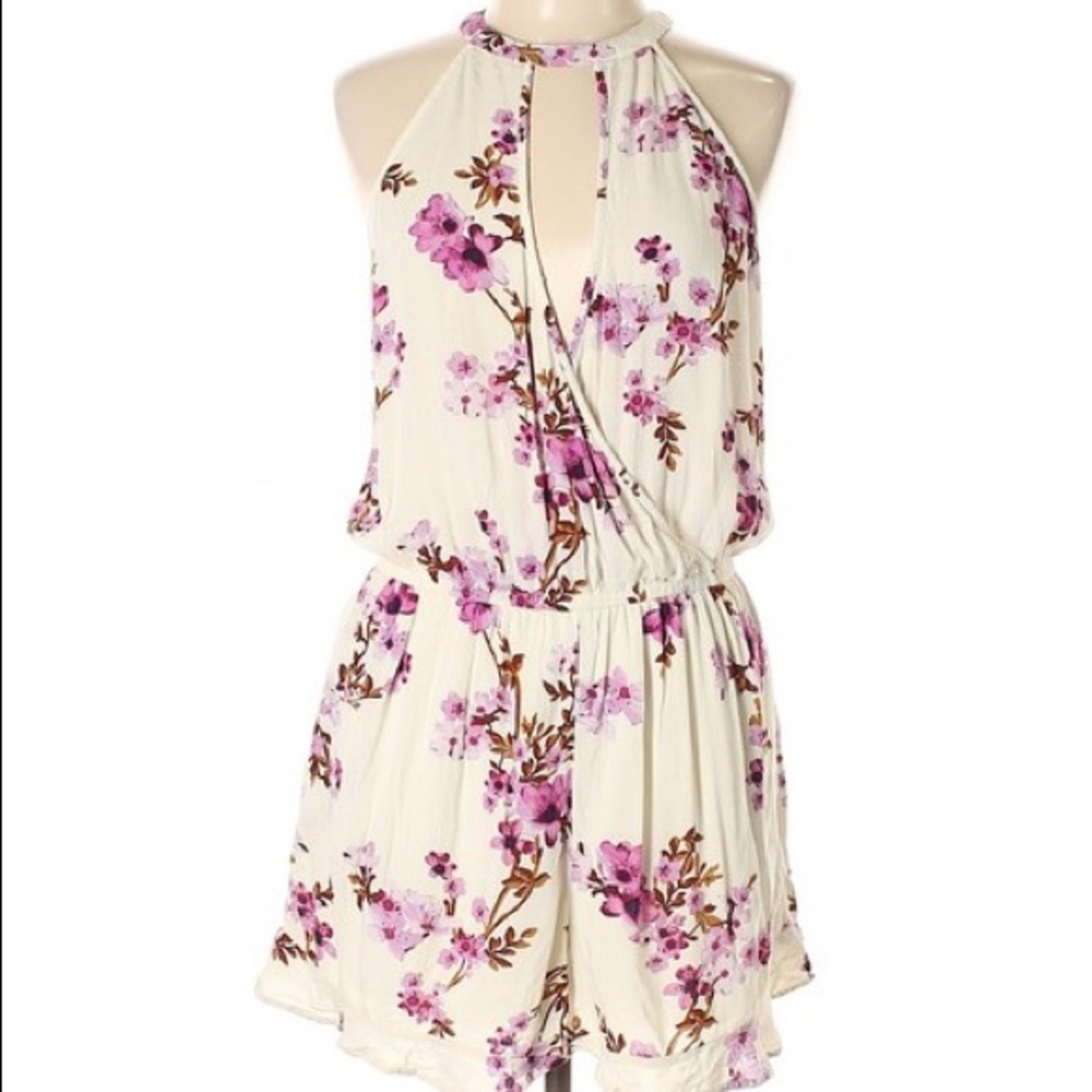Purple and white floral Romper